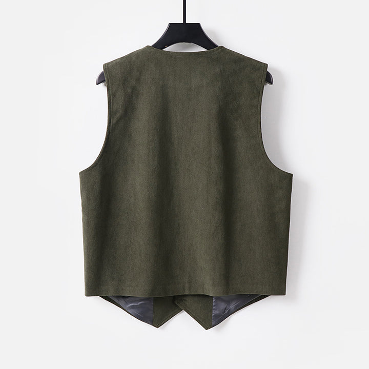 Men's cord waistcoat with V-neck, lightly padded and with patch pockets Mune Fashion