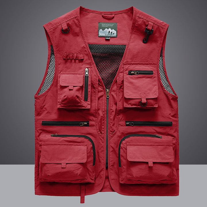 Men's nan multifunctional fishing vest with mesh back, versatile zip and flap pockets Mune Fashion