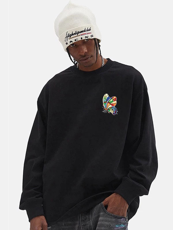 Men's Casual Oversized Sweatshirt with Colorful Butterfly Print Mune Fashion