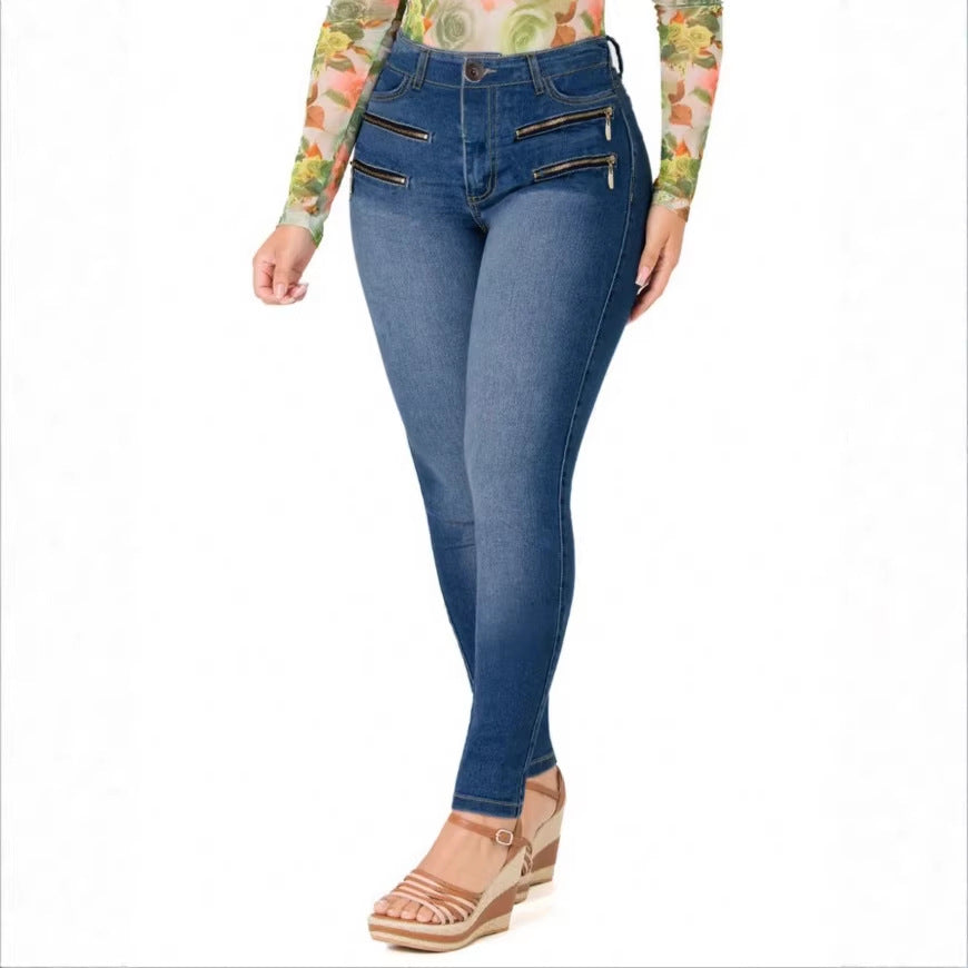 Women's Sculpting Skinny Jeans with High Waist, Push-Up Cut and Super Stretch Mune Fashion