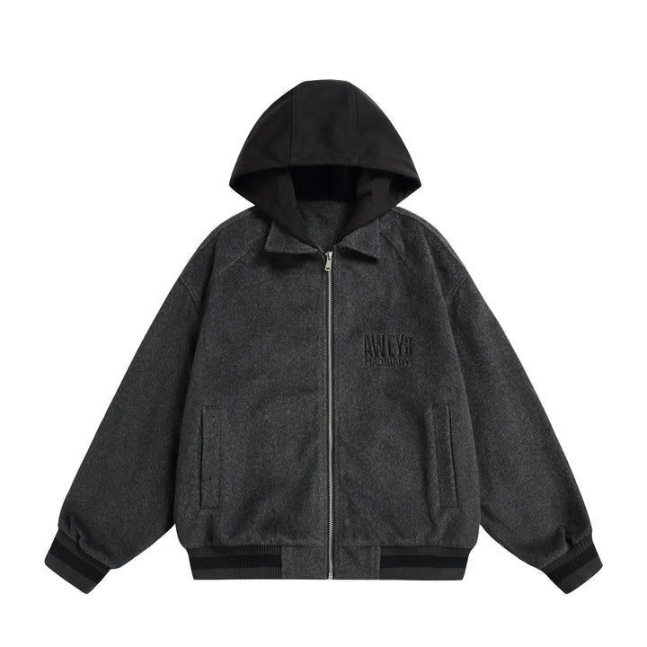 Unisex Oversize Fleece-Bomber Jacket with Contrast Hood Mune Fashion