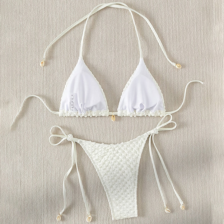 Ladies triangle bikini with adjustable straps and unique structure pattern Mune Fashion