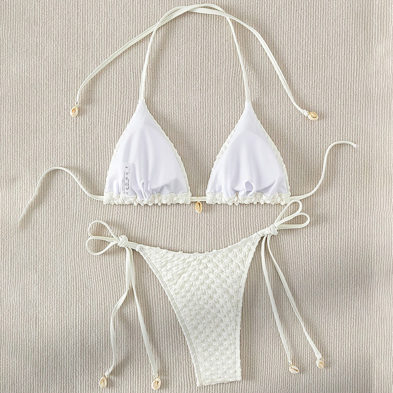 Ladies triangle bikini with adjustable straps and unique structure pattern Mune Fashion