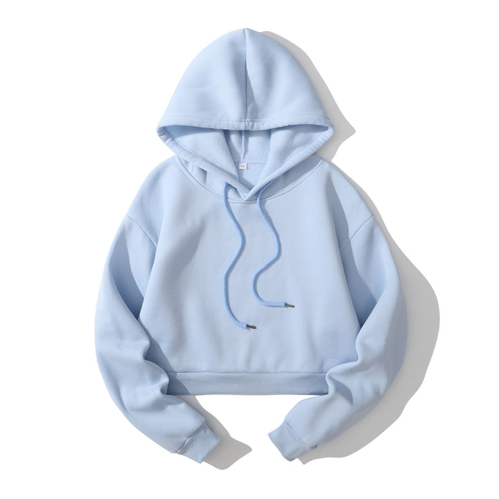 Women's cropped hoodie with soft fleece interior and elastic ribbed hem Mune Fashion