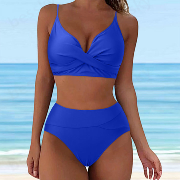 Women's High-Waisted Bikini Set with Sophisticated Twist Top Mune Fashion
