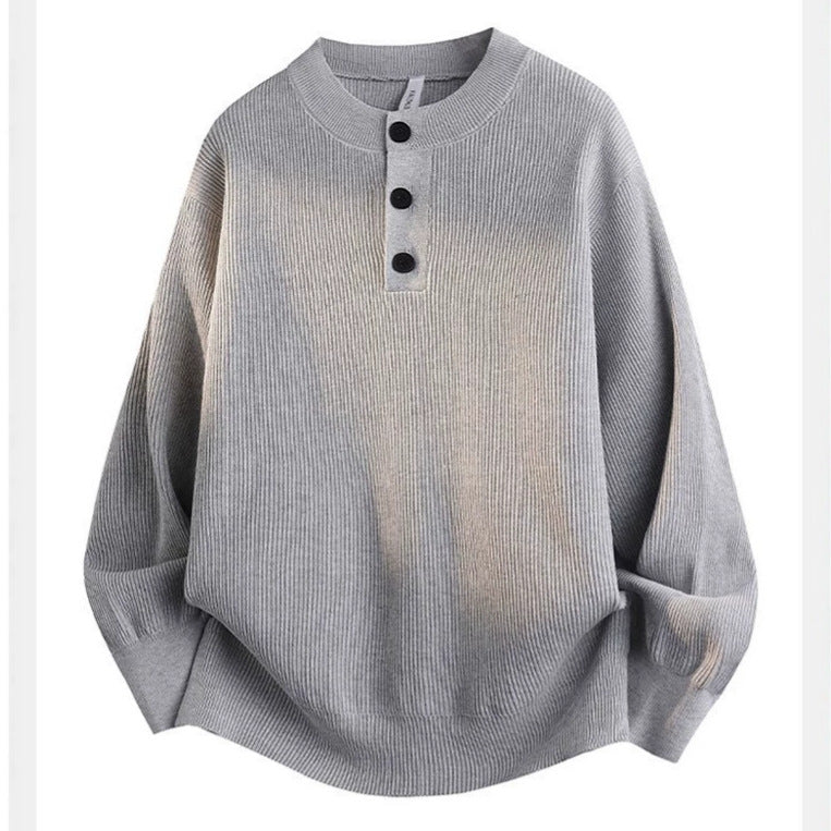 Men's chunky knit sweater with button placket Mune Fashion