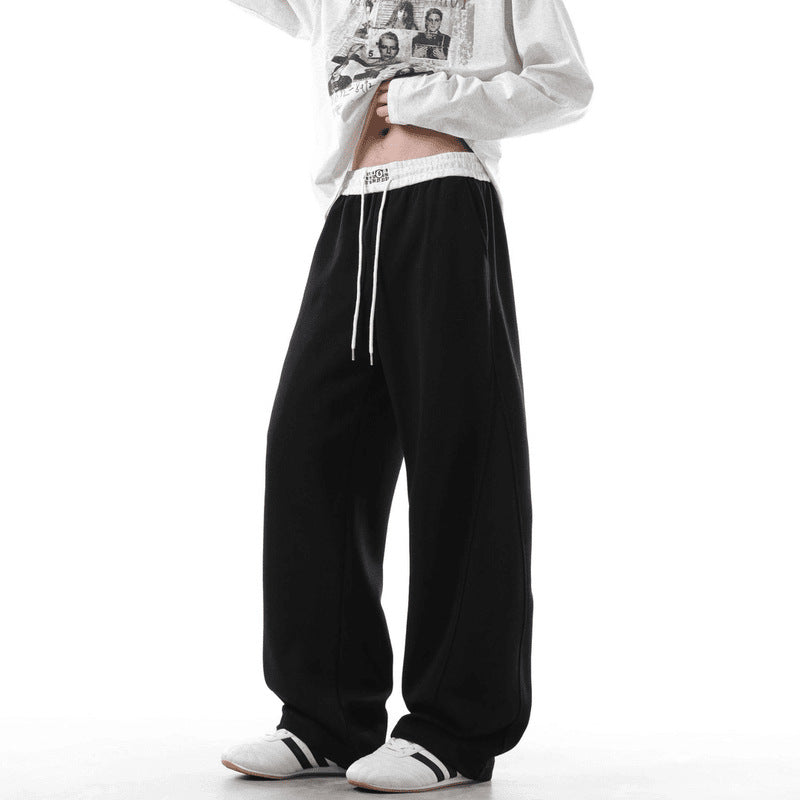 Women's Wide Lounge Pants with Elastic Waistband, Drawstring and Flowing Oversized Silhouette Mune Fashion