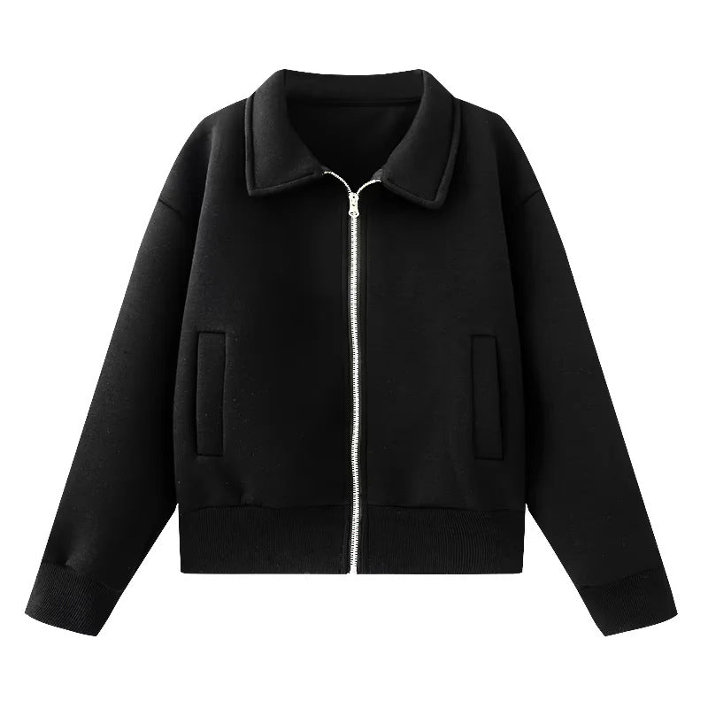 Ladies casual sweatshirt jacket with full zip and shawl collar Mune Fashion