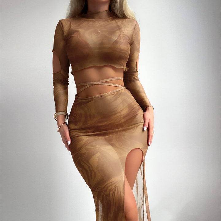 Women's top and skirt set with transparent design and modern cut-outs Mune Fashion