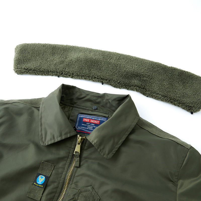 Men's Pilot Jacket with Teddy Collar and Multifunctional Pockets Mune Fashion