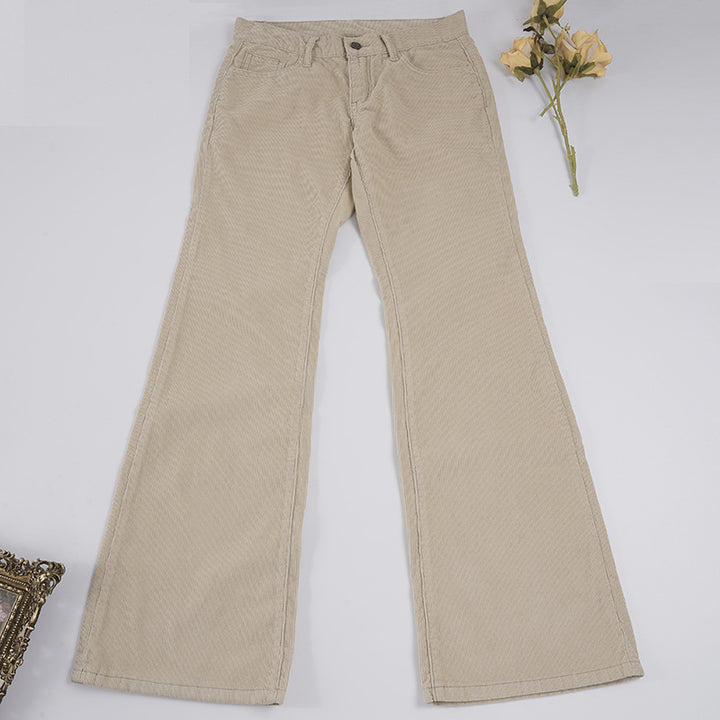 Women Nan Corduroy Flared Pants with High Waist, Shaping Seams and Wide Bootcut Mune Fashion