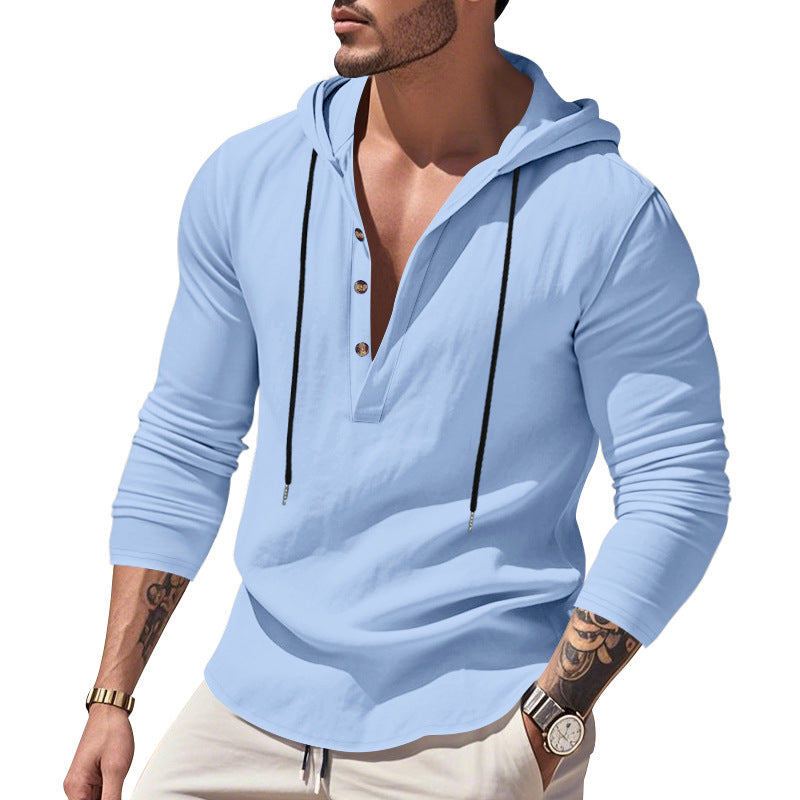 Men's casual hoodie with button placket and slim fit Mune Fashion