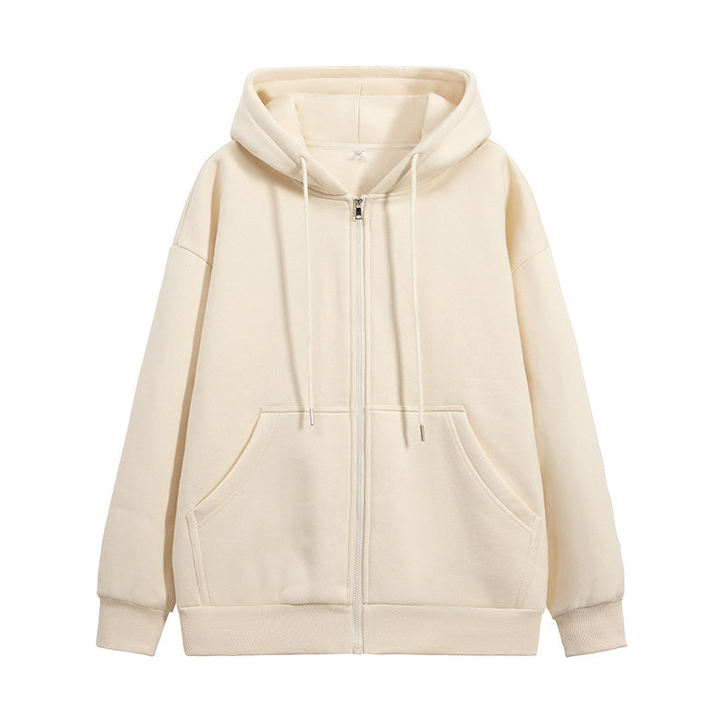 Unisex Oversize Hoodie Fleece Jacket with Boxy Cut and Metal Zipper Drune
