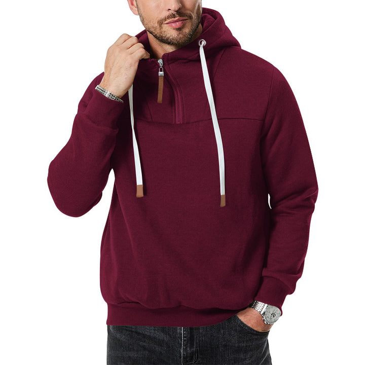 Men's nano sweat half-zip with textured interior, adjustable hood and wide ribbed hem Mune Fashion