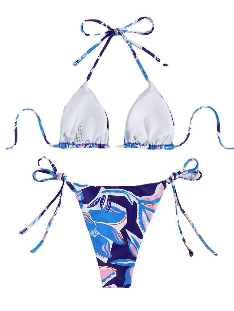 Women Triangle Bikini with stunning floral design and sophisticated lacing details Mune Fashion