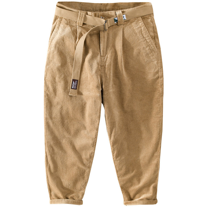 Men's corduroy pants in relaxed fit with tapered shape and canvas belt Mune Fashion