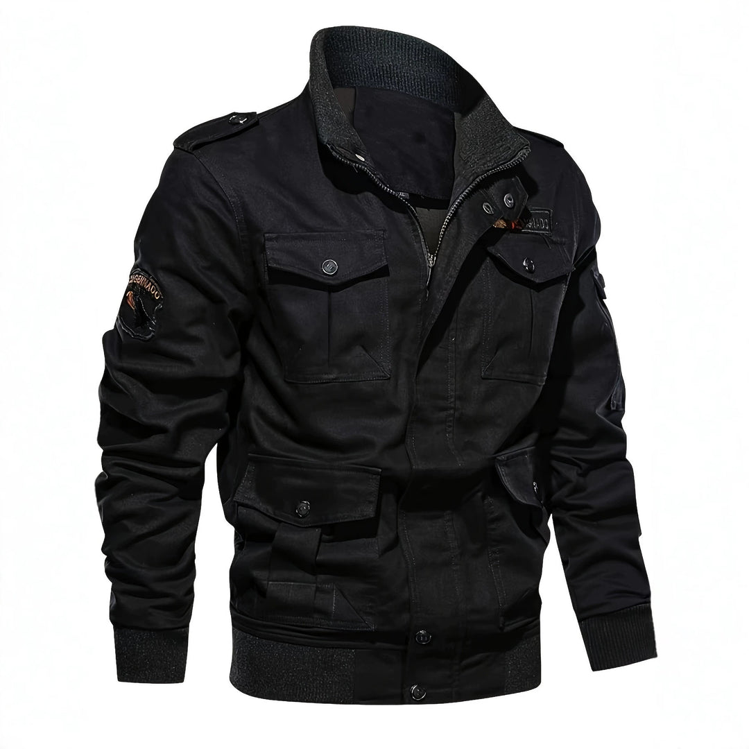 Men's Military-Inspired Canvas Field Jacket with Epaulettes and Multifunctional Pockets Mune Fashion