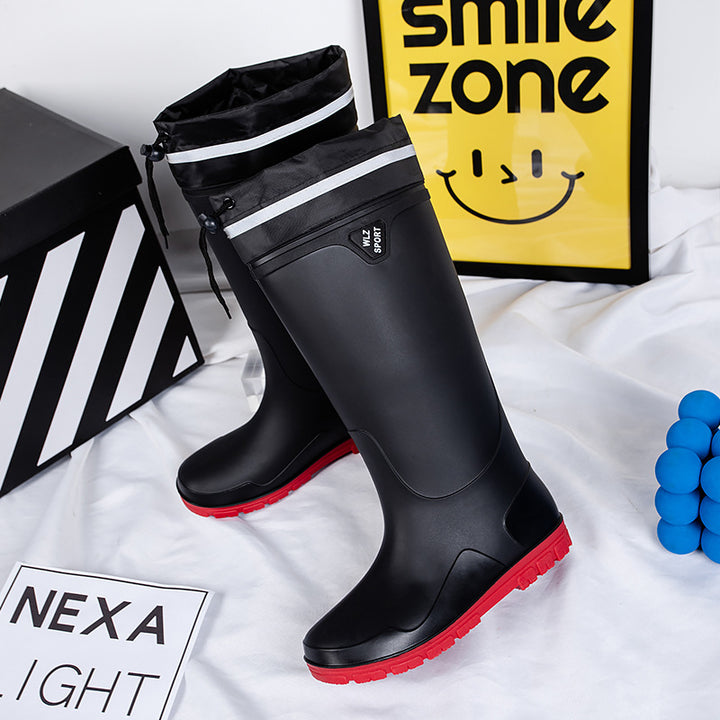 Men's Mid-Height Waterproof Rubber Boots with Contrasting Profile Sole Mune Fashion
