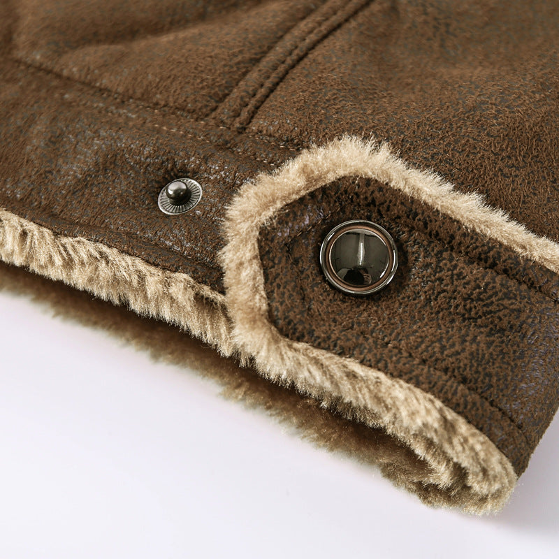 Men's Leatherette Flight Jacket with Teddy Lining and Asymmetrical Zip Mune Fashion