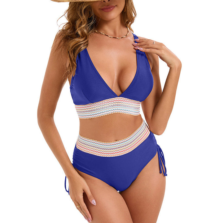 Women High-Waisted Bikini with Sophisticated Lace-Up Back Mune Fashion