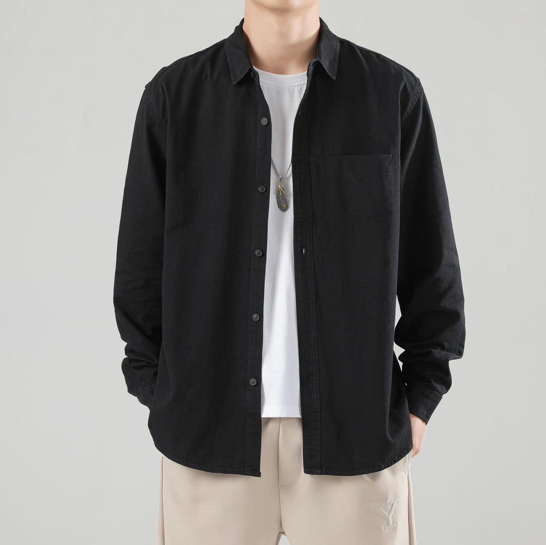 Men's Loose Cotton Overshirt with Chest Pocket and Light Texture Mune Fashion