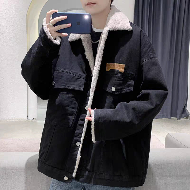 Men's Lined Oversized Denim Jacket with Teddy Lining and Flap Pockets Mune Fashion