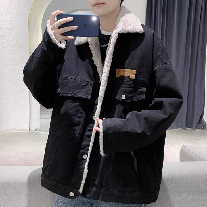 Men's Lined Oversized Denim Jacket with Teddy Lining and Flap Pockets Mune Fashion
