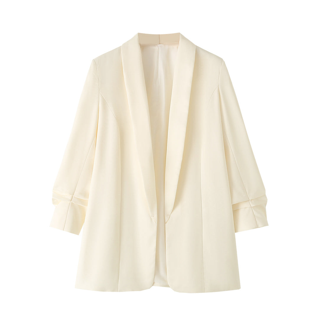 Women's casual oversized blazer with shawl collar, open cut and 3/4 sleeves Mune Fashion