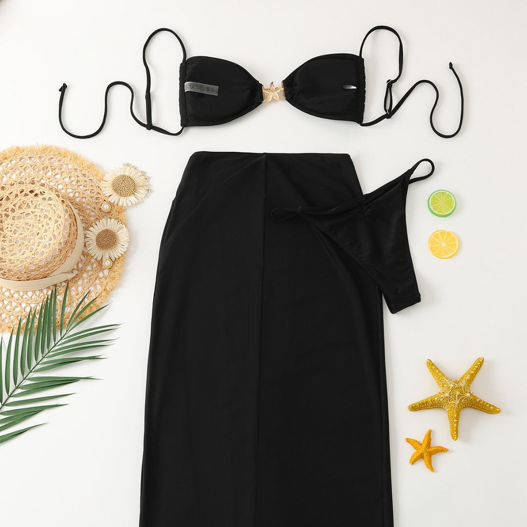 Ladies Elegant Bikini Set with Fashionable Wrap Skirt Mune Fashion