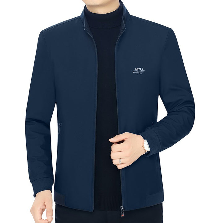 Men's Stand Collar Transitional Jacket with Warm Faux Fur Lining Mune Fashion