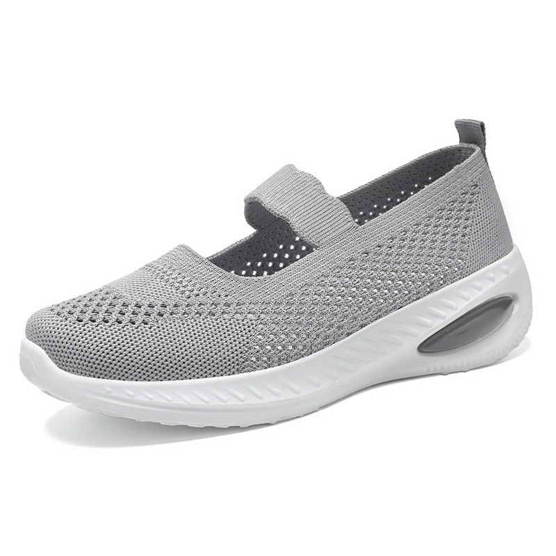 Women's knitted Mary-Jane comfort sneaker with elastic strap and visible air-cushion midsole Mune Fashion