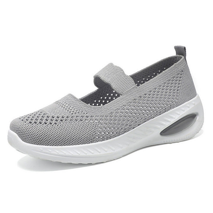 Women's knitted Mary-Jane comfort sneaker with elastic strap and visible air-cushion midsole Mune Fashion