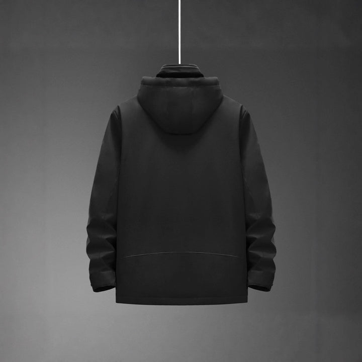 Men Water-Repellent Multi-Pocket Jacket with Hood and Fleece Lining Mune Fashion