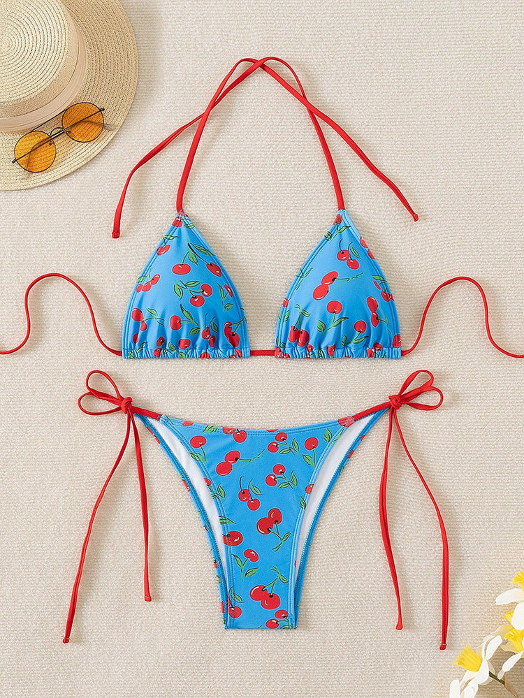 Ladies Triangle Bikini with cheerful cherry motif Mune Fashion