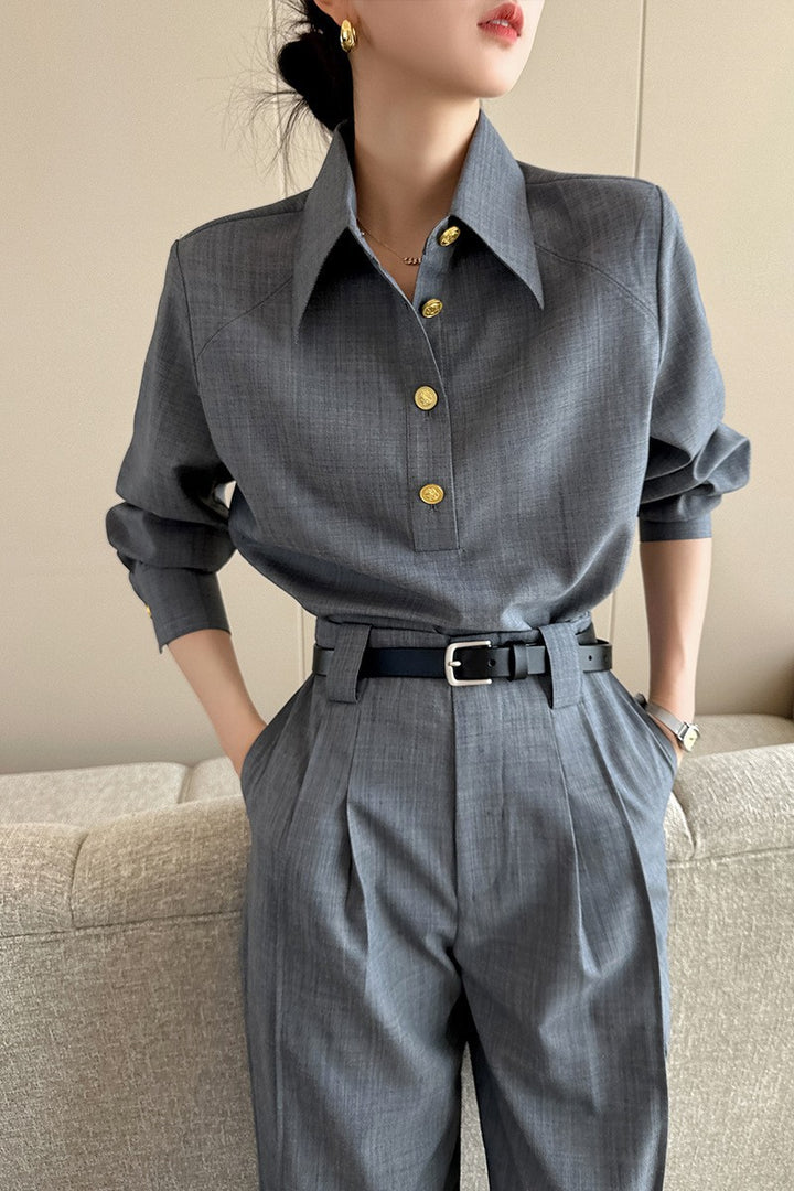 Women's Elegant and Versatile Blouse with Button Detail Mune Fashion