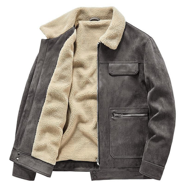 Men's velour imitation jacket in flight style with teddy lining and zip pockets Mune Fashion
