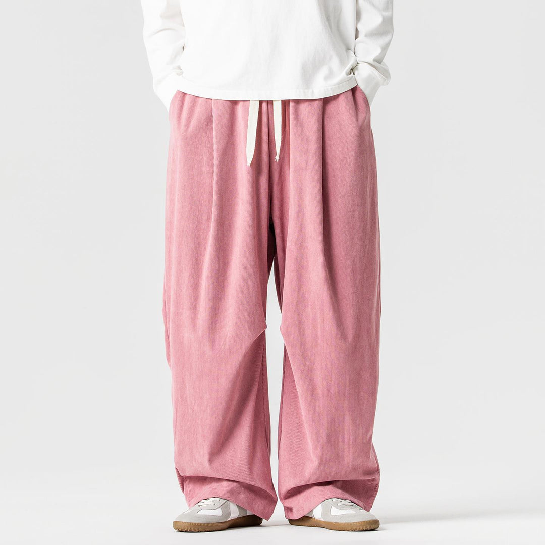 Men's wide cord pants with drawstring, pleats, and relaxed fit Mune Fashion