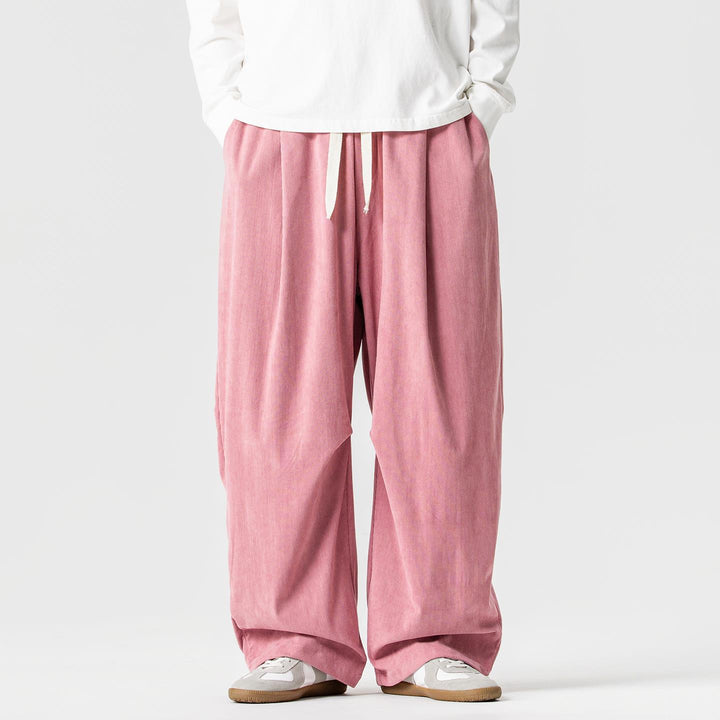Men's wide cord pants with drawstring, pleats, and relaxed fit Mune Fashion