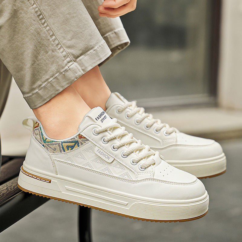 Ladies' platform sneaker with decorative embroidery and padded comfort sole Mune Fashion