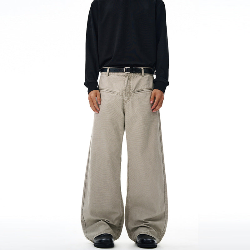Men's Loose-Fit Denim Pants in Baggy Cut with Elastic Waistband Mune Fashion