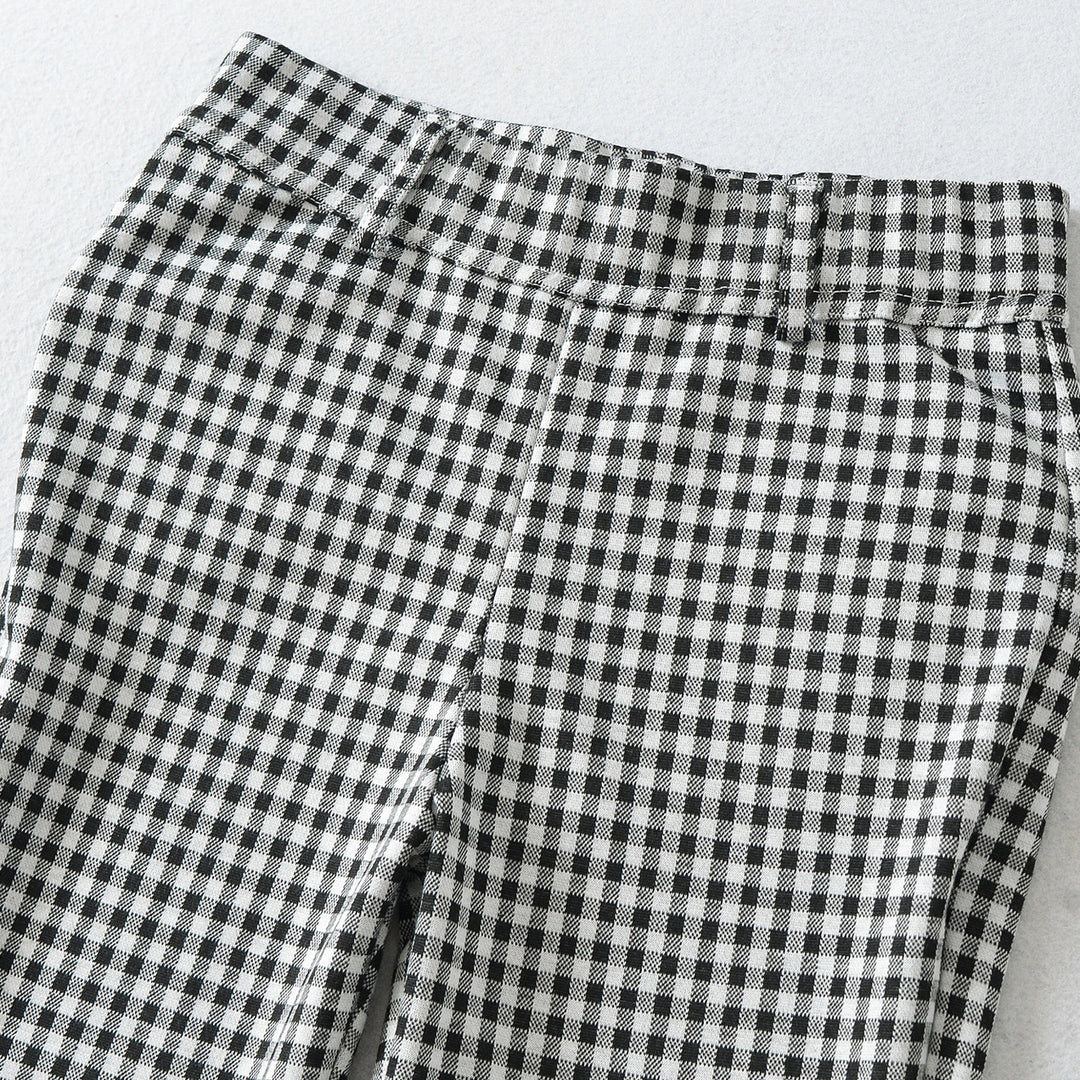 Ladies high-cut slim-fit pants with Vichy check and elastic waistband Mune Fashion