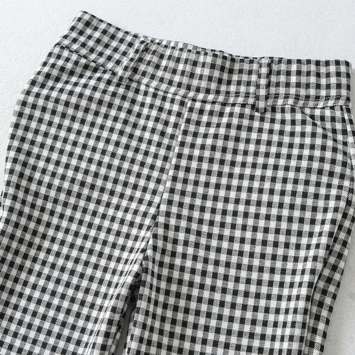 Ladies high-cut slim-fit pants with Vichy check and elastic waistband Mune Fashion