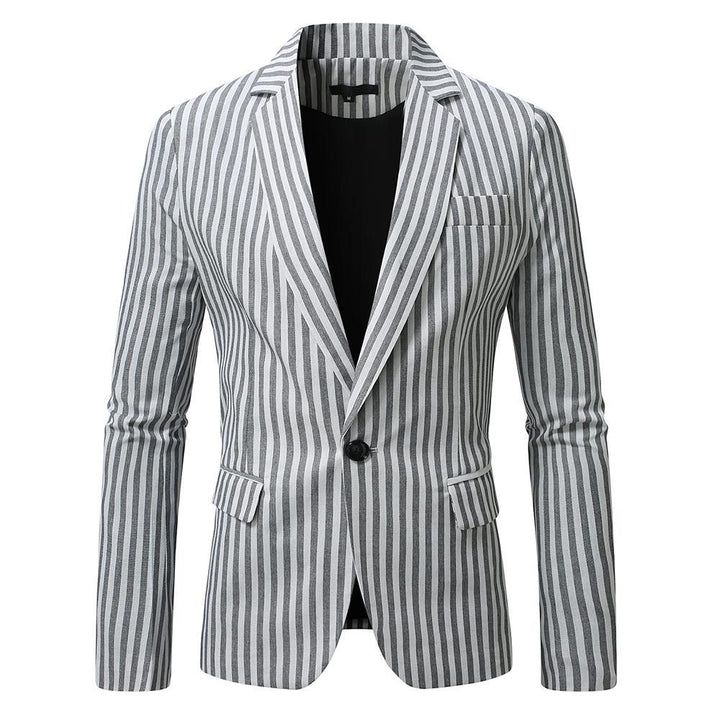 Men's nano striped Slim-Fit blazer with narrow lapels and single-button Mune Fashion