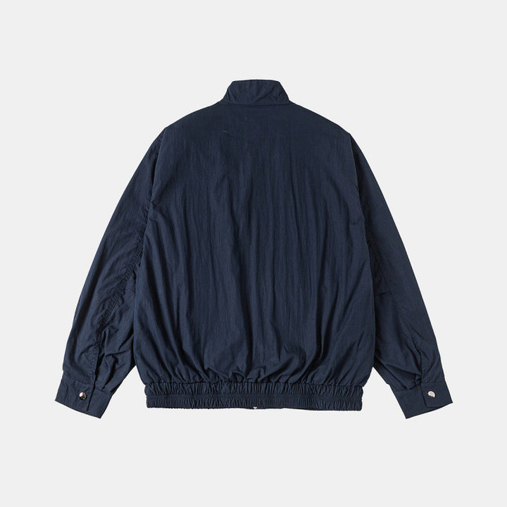 Men's Lightweight Harrington Jacket with Stand-up Collar, Elastic Hem, and Slanted Zipper Pockets Mune Fashion