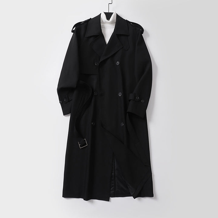 Women's classic double-breasted trench coat with waist belt and shawl collar Mune Fashion
