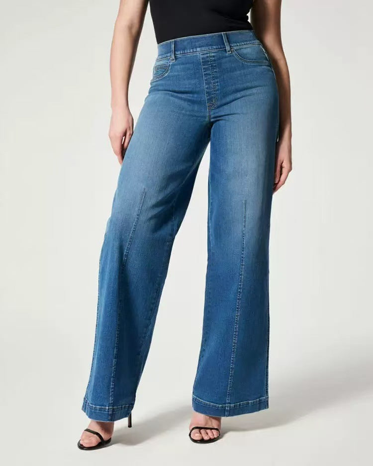 Women's High-Waisted Wide-Leg Jeans with Straight Leg Mune Fashion
