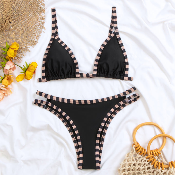 Women's Triangle Bikini Set with Attractive Ribbed Design Mune Fashion