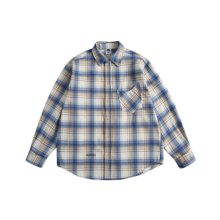 Unisex Checkered Oversized Shirt made of Cotton Flannel with Applied Chest Pocket Mune Fashion