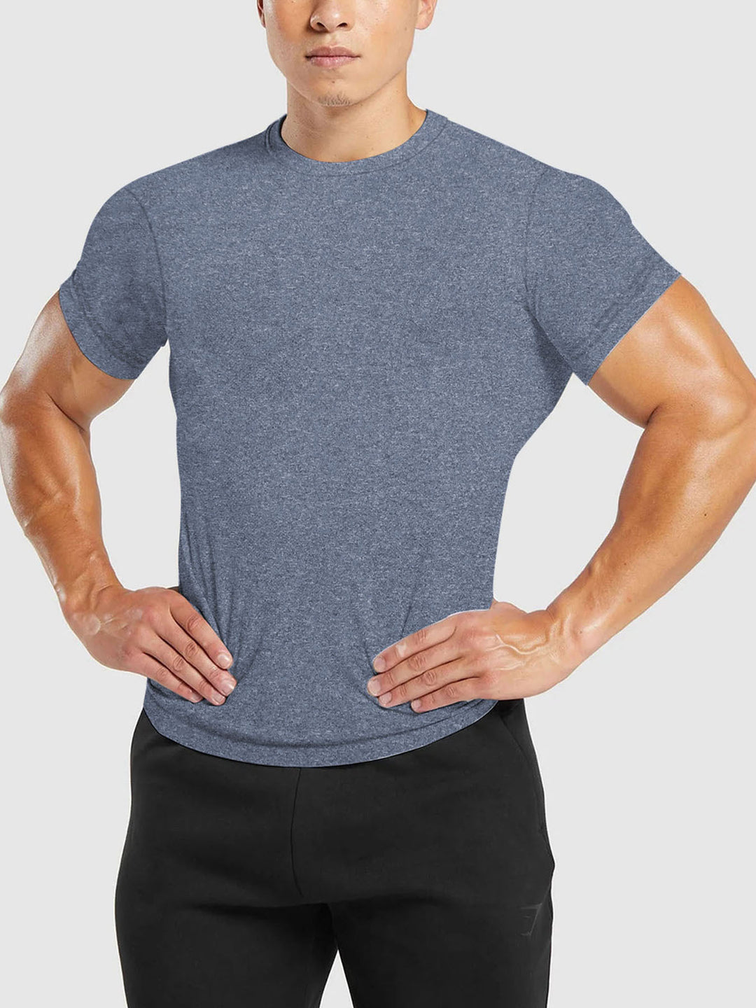 Men's slim fit round neck performance shirt with elastic side wedge and flat seams Mune Fashion