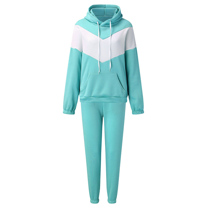 Women's two-piece loungewear set with chevron hoodie and fitted tapered joggers Mune Fashion
